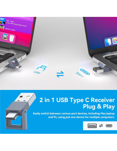 Clicker de Presentación PPTSLID 2 en 1 USB C/A Luz Roja