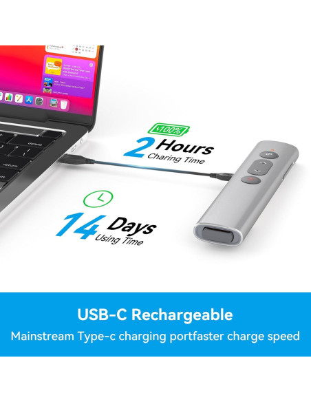 Clicker de Presentación PPTSLID 2 en 1 USB C/A Luz Roja