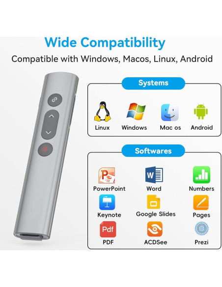 Clicker de Presentación PPTSLID 2 en 1 USB C/A Luz Roja