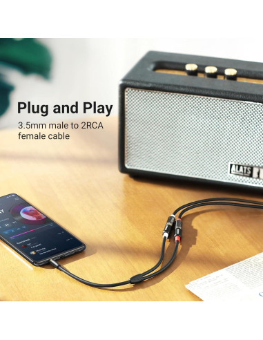 UGREEN Cable RCA a Aux 3.5mm Macho a 2 RCA Hembra 0.24m