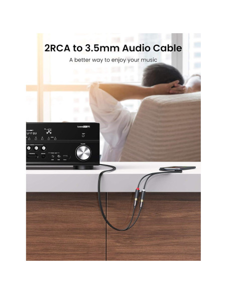 UGREEN Cable RCA a Aux 3.5mm Macho a 2 RCA Hembra 0.24m