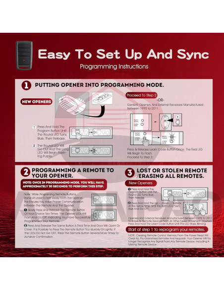 Abridor de Puerta de Garaje Remoto ASONPAO O3T-BX O3T-A 2 Pcs