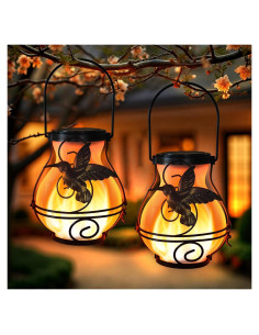 Paquete de 2 Linternas Solares Colgantes X-PREK con Luz de Llama