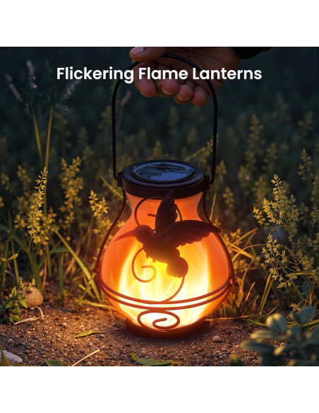 Paquete de 2 Linternas Solares Colgantes X-PREK con Luz de Llama