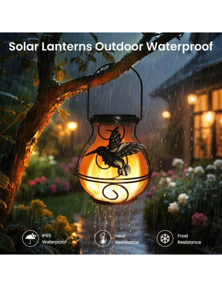 Paquete de 2 Linternas Solares Colgantes X-PREK con Luz de Llama