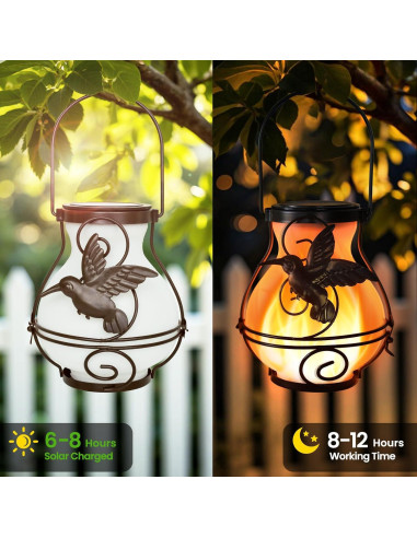 Paquete de 2 Linternas Solares Colgantes X-PREK con Luz de Llama