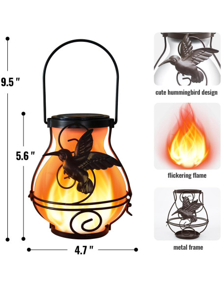 Paquete de 2 Linternas Solares Colgantes X-PREK con Luz de Llama