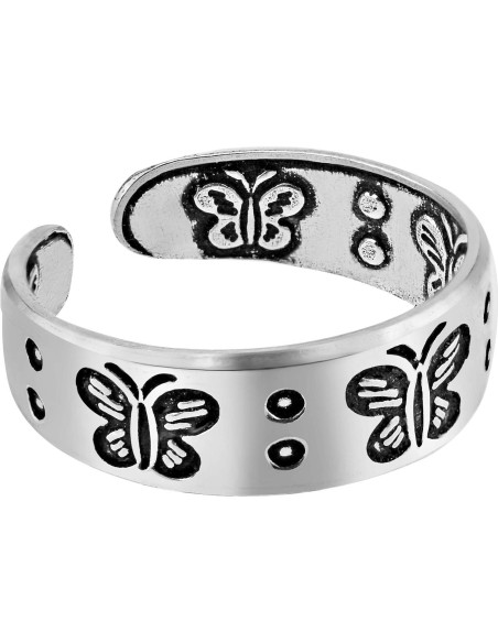 Anillo Ajustable de Mariposa AeraVida en Plata de Ley para Mujer