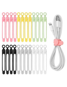 24 Correas de Silicona Catcan Reutilizables para Cables 10.9cm