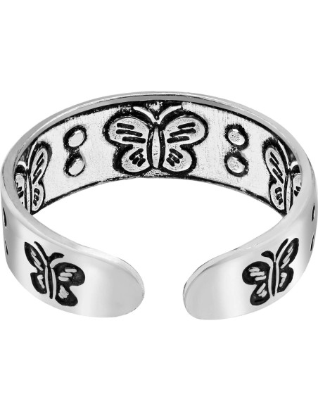 Anillo Ajustable de Mariposa AeraVida en Plata de Ley para Mujer