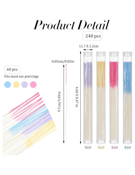 240 Limpiadores de Agujeros de Oído Oruola - 4 Colores
