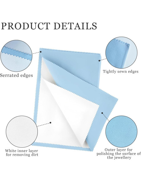 Paño de limpieza de joyas BADAO 6 piezas 15x19 cm