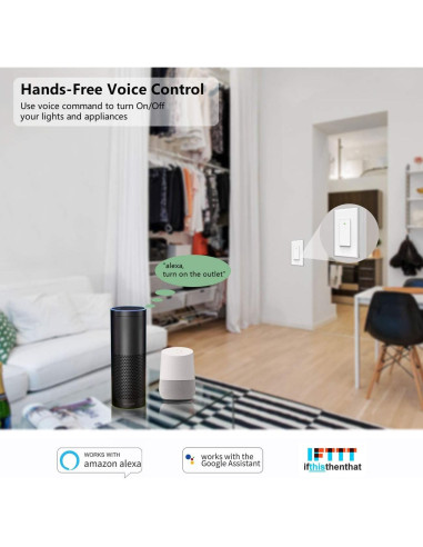 Interruptor de Luz WiFi Inteligente Lesim 1 Polo Control Voz
