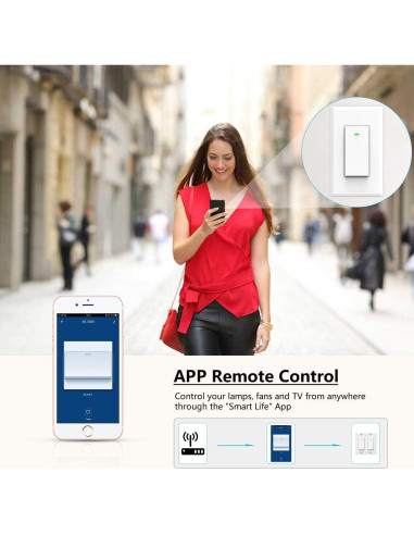 Interruptor de Luz WiFi Inteligente Lesim 1 Polo Control Voz