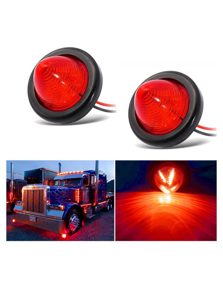 2 Pcs Luz Marcadora Lateral LED Roja 2" NBWDY Impermeable