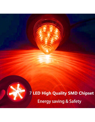 2 Pcs Luz Marcadora Lateral LED Roja 2" NBWDY Impermeable