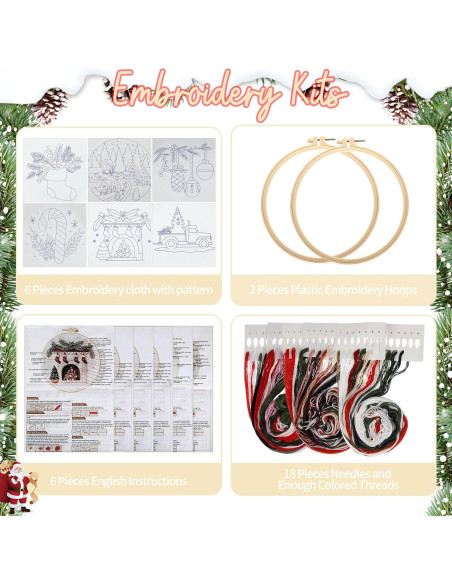 Kit de Bordado de Navidad Canlierr 6 Piezas para Principiantes