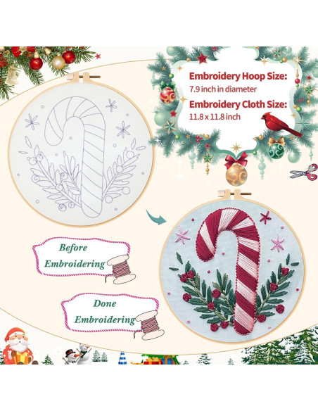 Kit de Bordado de Navidad Canlierr 6 Piezas para Principiantes
