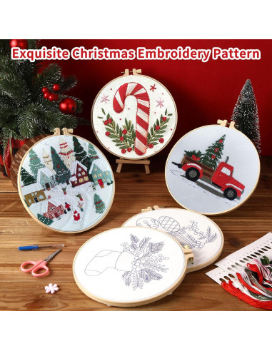 Kit de Bordado de Navidad Canlierr 6 Piezas para Principiantes