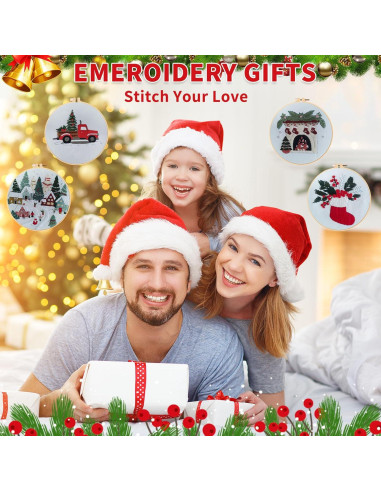 Kit de Bordado de Navidad Canlierr 6 Piezas para Principiantes
