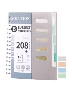 Cuaderno Espiral A5 FLYING EAGLE 5 Asignaturas Gris