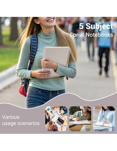 Cuaderno Espiral A5 FLYING EAGLE 5 Asignaturas Gris