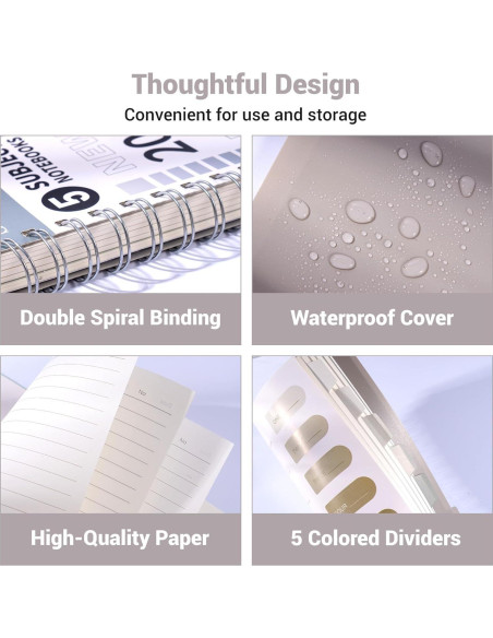 Cuaderno Espiral A5 FLYING EAGLE 5 Asignaturas Gris