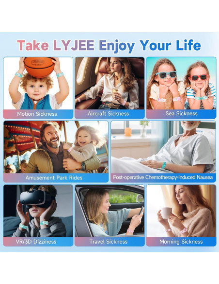 Banda para Mareos LYJEE Ajustable Alivio Nauseas Azul