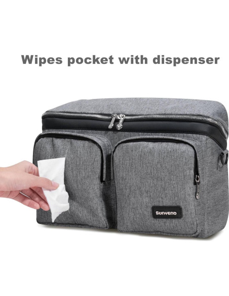 Organizador Universal para Carriola SUNVENO - 10L, Impermeable, 2 Soportes para Botellas