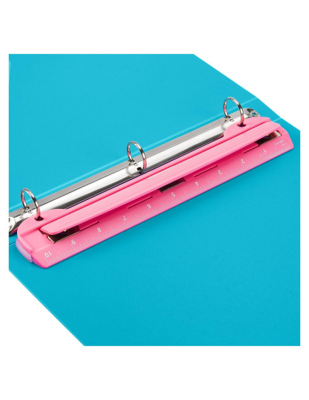 Perforadora de 3 Agujeros WORKLION Rosa con Regla 25.4 cm