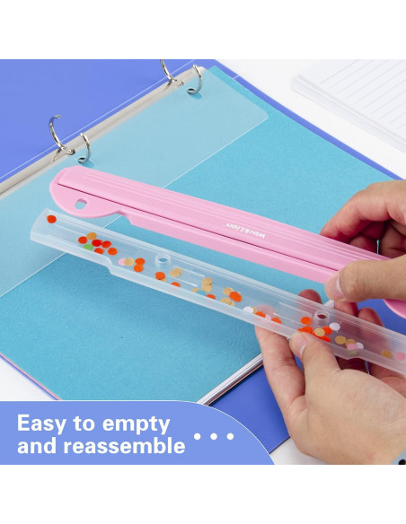Perforadora de 3 Agujeros WORKLION Rosa con Regla 25.4 cm