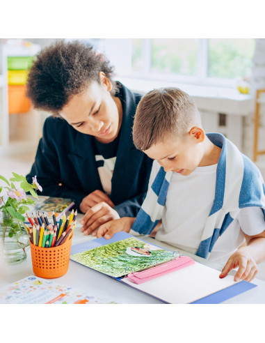 Perforadora de 3 Agujeros WORKLION Rosa con Regla 25.4 cm