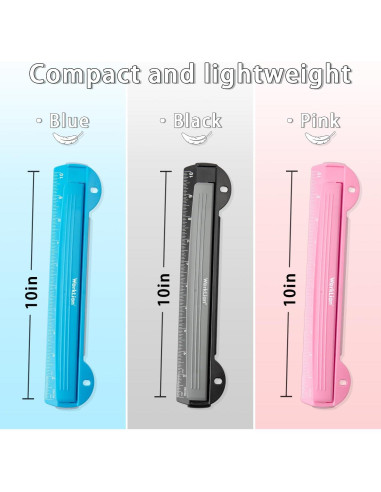 Perforadora de 3 Agujeros WORKLION Rosa con Regla 25.4 cm