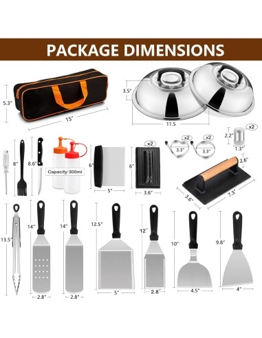 Kit de Accesorios para Plancha Joyfair 25 Piezas BBQ