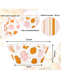 Forros de Cupcake Otoño 300 Piezas Whaline 5.08 cm Papel 2