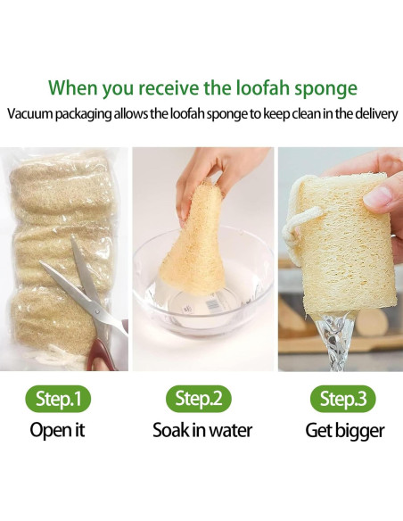 Esponjas de Lufa Natural FRTIM - Paquete de 6 Exfoliantes