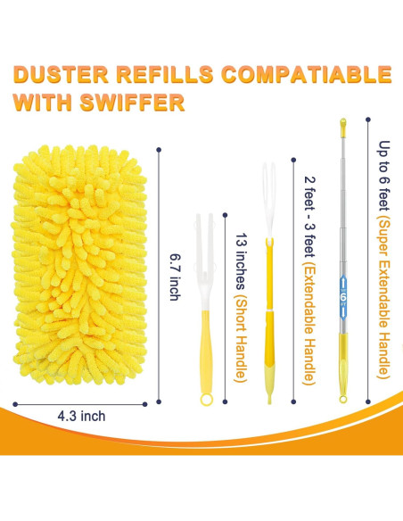 Repuestos de Plumero Reutilizables KeFanta 8 Pcs con Mango