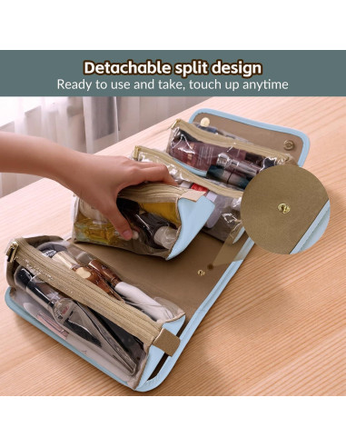 Bolsa de Maquillaje de Viaje YDR Azul 4 en 1 Organizador 24x12x12 cm