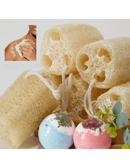 Esponjas de Lufa Natural FRTIM - Paquete de 6 Exfoliantes