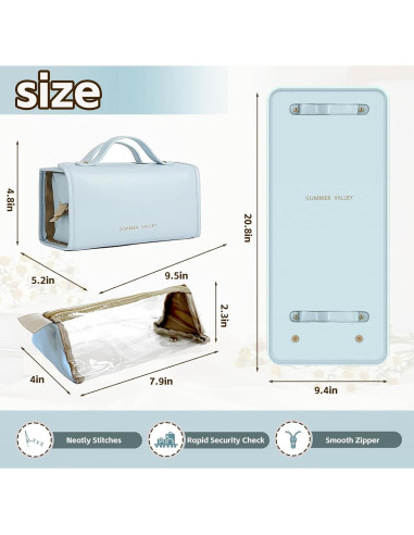 Bolsa de Maquillaje de Viaje YDR Azul 4 en 1 Organizador 24x12x12 cm