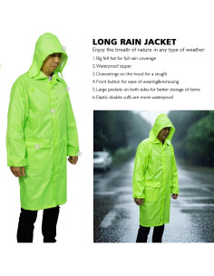 Chaqueta de Lluvia Impermeable Hombre HANMENGXUAN Amarillo XXL 2