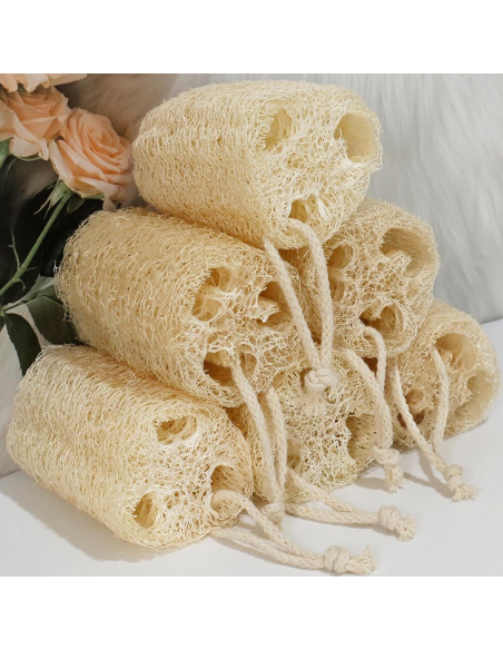 Esponjas de Lufa Natural FRTIM - Paquete de 6 Exfoliantes
