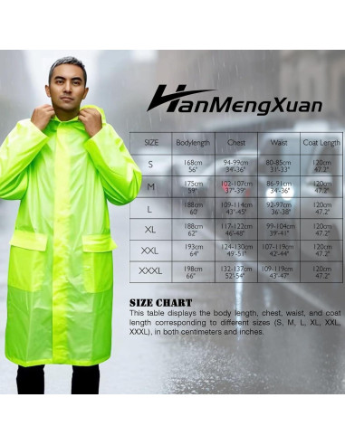 Chaqueta de Lluvia Impermeable Hombre HANMENGXUAN Amarillo XXL