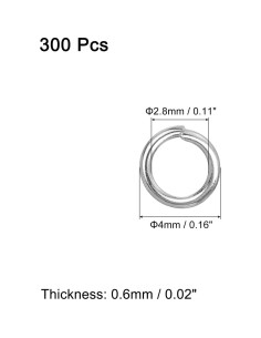Anillas Abiertas uxcell 300Pcs 4mm Acero Inoxidable Plata 2