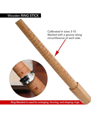 Palo de Anillo de Madera The Beadsmith - Medidor Antideslizante