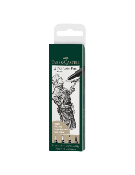 Set de 4 Bolígrafos Pitt Artist Faber-Castell Tinta Negra