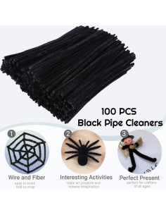 100 Limpiapipas Negros Chenille 30.48 cm para Manualidades 2