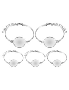 5 Pulseras Bangle Ajustables UPIQNG de Acero Inoxidable DIY