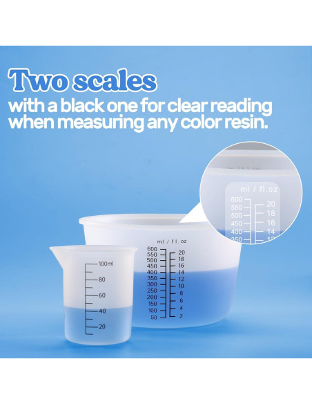 Tazas de Medición de Silicona LET'S RESIN 600ml y 100ml