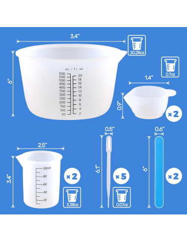 Tazas de Medición de Silicona LET'S RESIN 600ml y 100ml